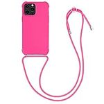 kwmobile Crossbody Case Compatible with Apple iPhone 13 Pro Max Case - TPU Silicone Cover with Strap - Neon Pink