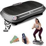LifePro Vibration Plate Exercise Machine Grey- Whole Body Workout Vibration Fitness Platform w/ Loop Bands - Home Training Equipment - Remote, Balance Straps, Videos & Manual