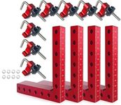 LudoPam 90 Degree Angle Clamps, Positioning Squares Right Angle Clamps, 5.5" x 5.5" Aluminum Alloy Right Angle Square Tool, Corner Clamps for Woodworking Tools, Right Angle Clamp, Drawers(Red 4 Pack)