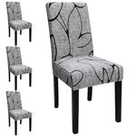 Keyroal Dining Room Chair Covers Set of 4, Stretch Printed Parsons Chair Slipcovers Spandex Removable Washable Kitchen Chair Protector Cover for Dining Room, Hotel, Ceremony(Grey)