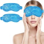 2Pack Cold Cooling Eye Mask, Reusable Gel Eye Mask Hot/Cold Therapy Gel Bead Eye Mask with Plush Backing for Headache/Puffiness/Migraine/Stress Relief/Skin Care/Dry Eyes(Blue)