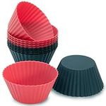 Freshware Cupcake Liners, Pack of 12 Silicone Muffin Cups, 2.8 Inch Silicone Baking Cups, Reusable & Non-Stick Silicone Cupcake Liners for Party Halloween Christmas, Round