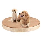 Metron Orthopeadic Pet Bed for Large dogs | Round Shape | Camel Color | Size Dia 48” Thickness 5” inches | Anti Skid Bottom | Washable Removable Outer Special Sherpa fabric cover | Pack of 1