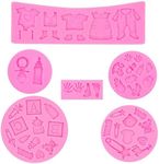 Baby Silicone Fondant Mold, Baby Shower Themed Cake Fondant Molds, Baby Birthday Party Baking Mold Cake Moulds Tools Gender Reveal Party Gummy for Sugar Chocolate Candy Clay Cupcake Topper Decoration