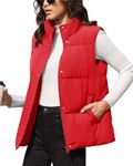 MAGCOMSEN Women's Lightweight Athletic Puffer Vest Sleeveless Warm Puffy Quilted Down Vests Outerwear Fall Winter Jackets Water-Resistant Red