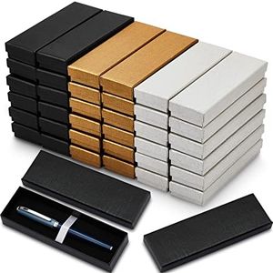 Teling 36 Pcs Pen Gift Box with Cushion Pen Presentation Display Box Business Present Collection Case Sets in Black, Silver, Gold (Lid Style)