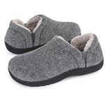 LongBay Men's Warm Memory Foam Slippers Home House Indoor Outdoor Anti-Slip Winter Shoes Light Grey, 8/9 UK