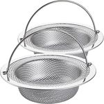 LASSHSWA Kitchen Sink Strainer Stainless Steel, Kitchen Sink Drain Strainer with Handle, Sink Strainers with Large Wide Rim 4.5" Diameter for Kitchen Sinks (2PCS)