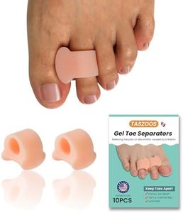 Taszoos Gel Toe Separators Spacers - (10pcs-Medium Size, Nude) Toe Spacers, Toe Spreaders for Curled, Overlapping Toes, Bunions, Corn, Blister, Corrector and Spacer