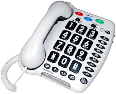 Geemarc Amplipower 40 - Amplified Corded Telephone with Tone and Volume Control, Large Buttons and One-Touch Memories - Hearing Aid Compatible - Specialized for Hearing Impaired - UK Version - White