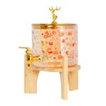 Jinelza 2.6 LTR Glass Beverage Dispensers with Stand Glass Drink Dispense, Beverage Storage for Fridge, for Lced Water, Fruit Juice, Sangria 2.6 LTR Dear Lid Dispenser, 1 PCS Dispenser