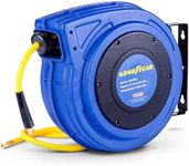 Goodyear Air Hose Reel Retractable 9.5mm x 20m Hybrid Polymer Hose Max 20BAR Commercial Polypropylene Construction w/Lead-in Hose and PVC Handle