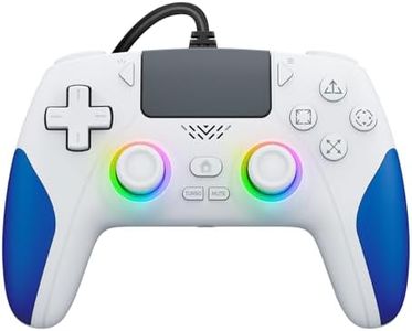 Kamylorus Wired Controller for PS-5/PC, RGB Gaming Controller with Programmable/Remap/Turbo/LED Light Functions, 3.5MM Headphone Jack, Dual Vibration