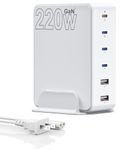 Layajia 220W USB C Charger Block, 6-Port Fast Charging Station with 4 USB-C & 2 USB-A, 100W PD3.0 GaN3 Power Adapter for Travel, MacBook Pro, iPhone 15, iPad, Samsung Galaxy S24, Laptop, Tablet