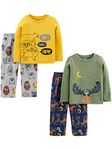 Simple Joys by Carter's Boys' Toddler 4-Piece Pajama Set (Poly Top & Fleece Bottom), Animals, 2T