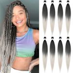 Braiding Hair Pre Stretched 30inch Ombre Grey Braiding Hair Long Braiding Hair Extensions 8 Packs Hot Water Setting Yaki Straight Braiding Hair