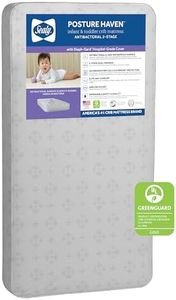 Sealy Baby Posture Haven Orthopedic Antibacterial 2-Stage Dual Firm Waterproof Baby Crib Mattress & Toddler Bed Mattress, Non-Toxic, Air Quality Certified, 182 Premium Coils, Made in USA, 52"x28"