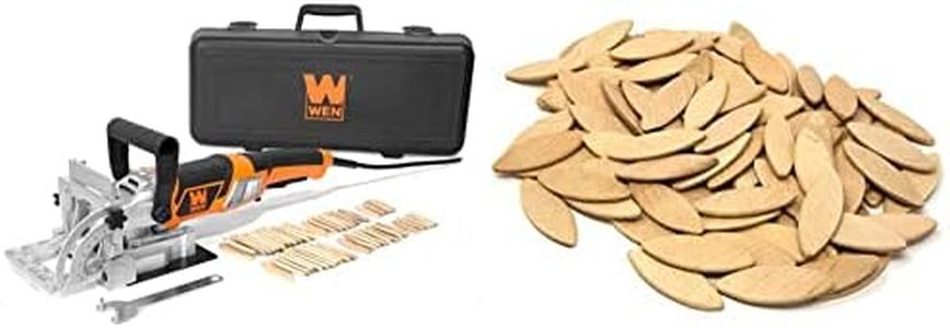 WEN JN8504 8.5-Amp Plate and Biscuit Joiner with Case and Biscuits & JN111B #10 Birch Wood Biscuits for Woodworking, 100 Pack