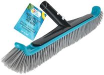 U.S. Pool Supply Heavy-Duty 17.7" Floor & Wall Pool Scrub Brush with Durable Bristles, Curved Ends, Reinforced Aluminium Back - EZ Clip Handle, Easily Sweep Debris from Walls, Floor, Steps, Cleaner