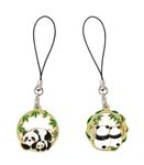 ONCRO® Pack of 2 Cute white panda pendant phone charms aesthetic for girls women backpack hanging keychain key ring gold accessories necklace bracelet lobster clasp thread Ornament decor Smart combo