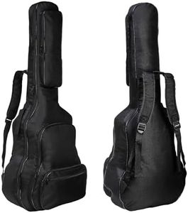 Okllen 41 Inch Acoustic Guitar Case Gig Bag, 0.2 Inch Thick Padding Waterproof Guitar Case with Adjustable Shoulder Strap and Back Hanger Loop, 5 Zipper and Front Pocket, Black