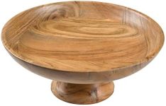 The Fine Living Co. Wooden Fruit Bowl, Large Serving Platter for Dessert, Round Shaped Serving Bowl for Cake, Snacks, Acacia Wood Bowls for Centrepiece, Wedding, Natural, 12"x2"