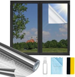 MAGIDEKOR Window Privacy Film One Way,Reflective Mirror Window Film Daytime Privacy, UV Sun Blocking Heat Control Static Cling,Window Tint for Home Office,Black,17.5 Inch X 6.5 Feet