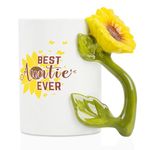 Onebttl Aunt Gifts Sunflower Coffee Mug, Auntie BAE Gift from Nephew and Niece, 13.5oz/400ml Funny Ceramic Mug for Mother's Day, Christmas - Best Aunt Ever