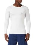 MEETYOO Men's MenÂ’s Compression Base Layer Top Long Sleeve T-shirt Sports Gear Fitness Tights for Running Gy Shirt, White, L UK