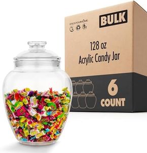 Modern Innovations 1 Gallon Cookie & Candy Jar with Lid, 128 oz Premium Acrylic Clear Apothecary Jar, Wedding & Home Décor Centerpiece, Decorative Kitchen Storage Jar, Bathroom Organization 6 Pack
