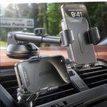 LISEN Car Phone Holder Mount, 3 in 1 Dashboard Air Vent Windshield Cell Phone Mount for Car, Adjustable Phone Holders for Your Car Vent Phone Mount for iPhone 15 Pro Max 14 13 12 Samusung Carbon Fiber