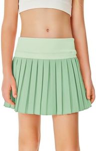 Haloumoning Girls Pleated Skirts with Shorts Athletic Tennis Skorts Sport Performance Skirt with Pockets 4-14 Years Mint Green