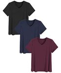 Latuza Women's Viscose Sleep T-Shirt V-Neck Pajamas Top, Navy, XX-Large Plus