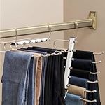 DZOMK Space Saving Pants Hanger 6 Tier Hangers, Stainless Steel Closet Storage Organizer for Jeans Trousers Pants Skirts Scarf (2 Pack)