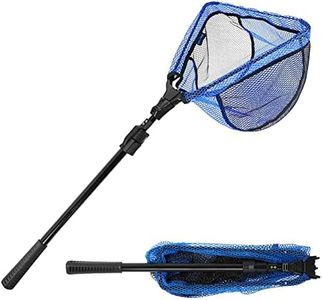 SANLIKE Fishing Landing Net Blue Extend to 25.5-73.2 inch with Telescoping Pole Handle, Landing Net for Easy Catch Release,Fishing net Freshwater for Kids Men Women
