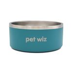 Stainless Steel Double Walled Dog Bowls | Durable, Non-slip & Dishwasher Safe Pet Bowl with Powder Coating Colour | Available in 900ml and 1900ml, in Grey or Teal (Teal, 1900ml)