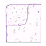 Masilo Bamboo Muslin made with one of The softest fabrics Modern Newborn Baby Blanket - Bunny Purple Lilac (Pack of 1)