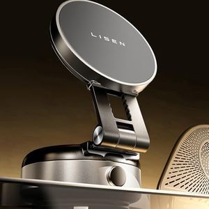LISEN Electric Suction Cup Phone Mount Electric Vacuum Magnetic Car Phone Holder, iPhone Suction Mount Foldable Portable Vacuum Magnetic Car Phone Mount for iPhone 16/15/14/13(Not Phone Charger)