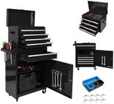 GarveeTech Rolling Tool Chest, Tool Chest With 5 Drawers & Wheels, Portable Rolling Tool Box On Wheels, Tool Chest Organizer for Garage, Workshop, Home Crafts Use (Black, 5-Drawers 2-in-1)