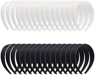 30Pcs Plastic Headbands, FHDUSRYO 0.79" Wide Plain Headbands, No Teeth Hair Bands, Simple Solid DIY Hairbands Hair Hoops, Plastic Plain Craft Hair Accessories for Women Girls(White, Black)