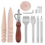 Leather Craft Hand Tools Kit Leather Working Tools Set incl. Leather Groover 4pcs Leather Hole Prong Punches 3pcs Leather Edge Polisher Leather Craft Tool Kit