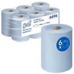 Scott Essential Slimroll Rolled Hand Towels 6696 - Blue Paper Towels - 6 x 190m Paper Towel Rolls (1,140m total)