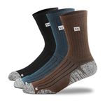 Supersox Men Socks Full Calf Length All Purpose Compression Cushion Socks|Thick Towel Pure Cotton|Combo Pack 3 (Solid Color 3), Multicolor