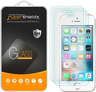 [3-Pack] Supershieldz for Apple iPhone SE/iPhone 5/5S / iPhone 5C Tempered Glass Screen Protector, Anti-Scratch, Anti-Fingerprint, Bubble Free, Lifetime Replacement Warranty