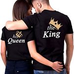 Laval Premium Matching Shirts for Couples King and Queen T-Shirt Set for His and Her Rule Your Kingdom with Trendy and Comfortable Matching Outfits 44 Women M/Men XL Black