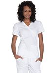 Cherokee Women's Workwear Originals Mock Wrap Scrubs Shirt Medical, White, M