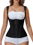 YIANNA Waist Trainer for Women Tummy Control Sports, Workout Hourglass Vest Waist Cincher with Adjustable Shoulder Strap,YA7293-Black-XS