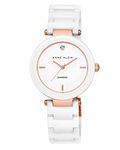 Anne Klein Women's Alice Quartz Watch with White Dial Analogue Display and White Ceramic Bracelet AK/N1018RGWT