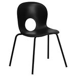 Flash Furniture HERCULES Series 770 Lb. Capacity Designer Black Plastic Stack Chair with Black Powder Coated Frame Finish