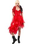 Rubie's Official Harley Quinn Ladies Red Dress Halloween Suicide Squad 2 Women's Villain Costume - Size Medium